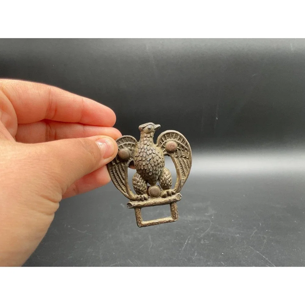 Antique Brass Eagle Buckle Cast Metal Etched Detail Patriotic Americana 3 In‎